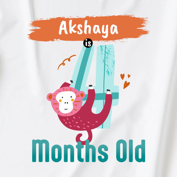 Custom Baby is 4 Months Old Monthly Birthday Jumpsuit Design