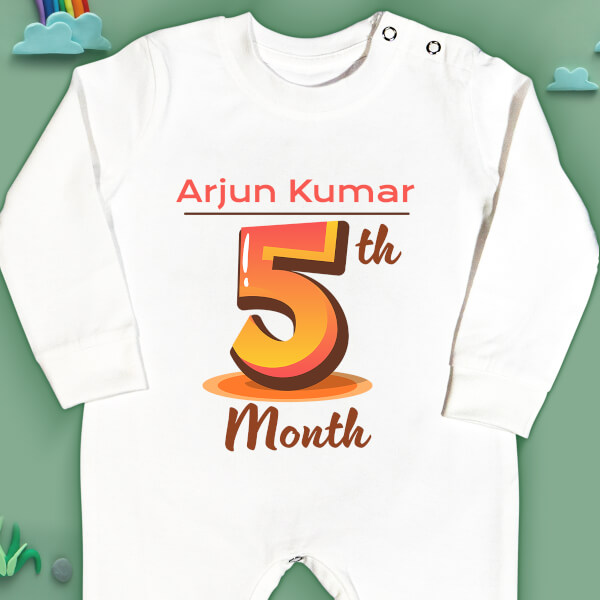 Custom 5th Month of The Baby Monthly Birthday Jumpsuit Design