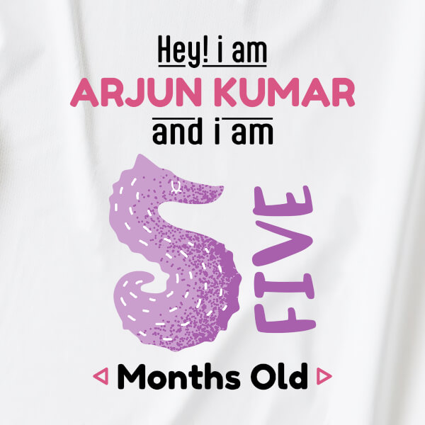 Custom Hey I Am 5 Months Old Baby Monthly Birthday Jumpsuit Design