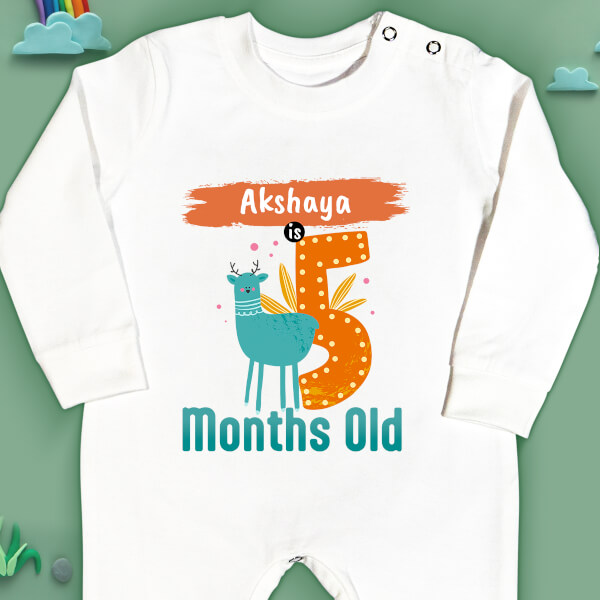 Custom Baby is 5 Months Old Monthly Birthday Jumpsuit Design