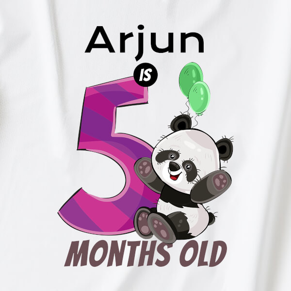 Custom Baby is 5 Months Old Cute Panda Monthly Birthday Jumpsuit Design