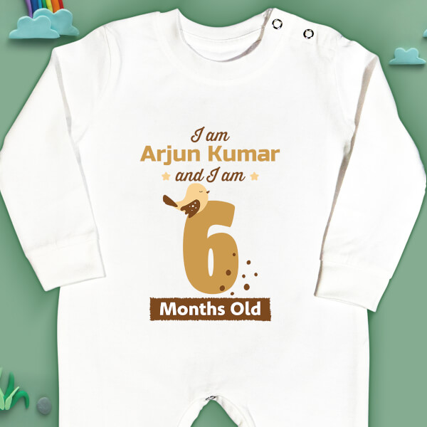Custom I Am 6 Months Old Baby Monthly Birthday Jumpsuit Design