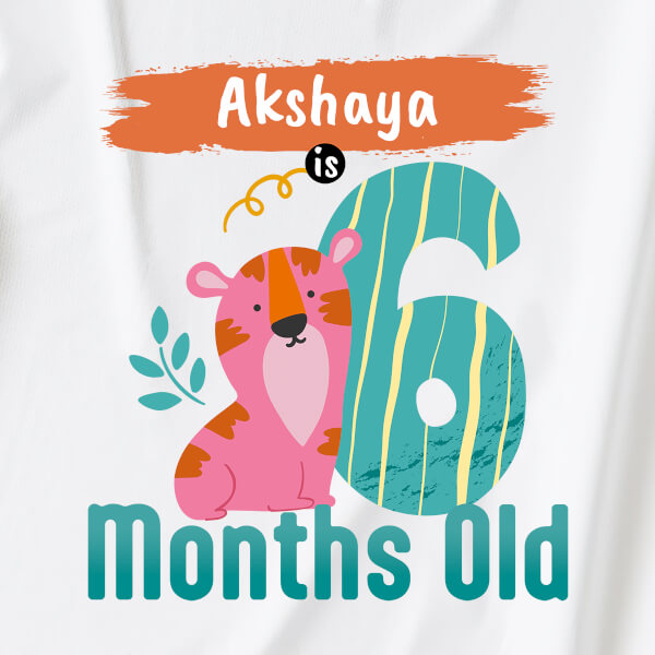 Custom Baby is 6 Months Old Monthly Birthday Jumpsuit Design