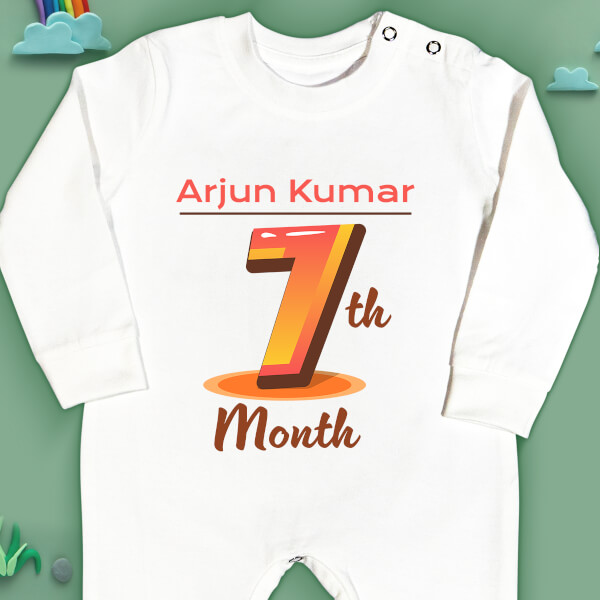 Custom 7th Month of The Baby Monthly Birthday Jumpsuit Design