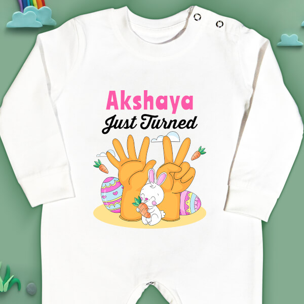 Custom Just Turned 7 Monthly Birthday Jumpsuit Design