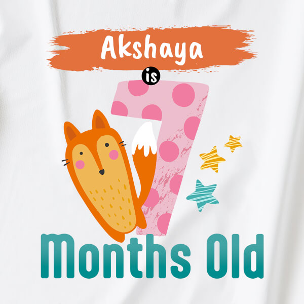Custom Baby is 7 Months Old Monthly Birthday Jumpsuit Design