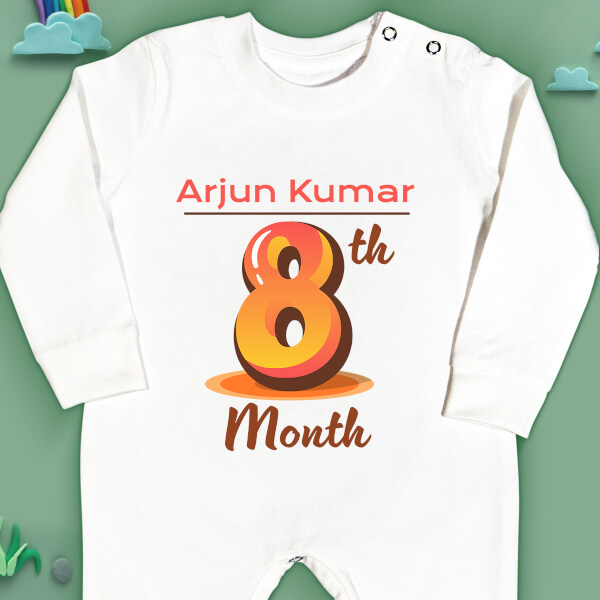 Custom 8th Month of The Baby Monthly Birthday Jumpsuit Design