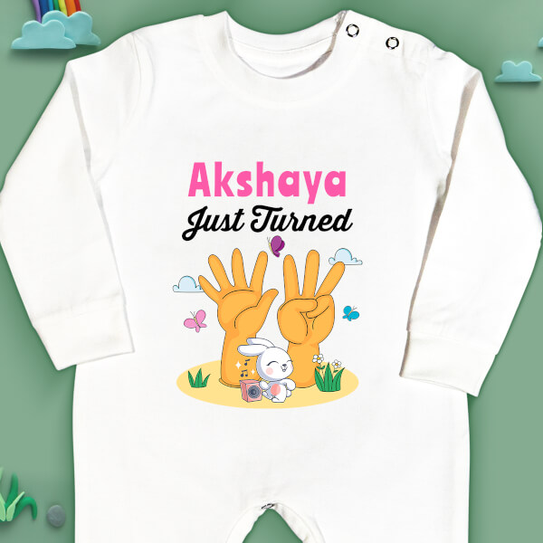 Custom Just Turned 8 Monthly Birthday Jumpsuit Design