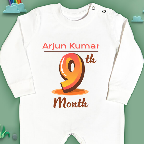 Custom 9th Month of The Baby Monthly Birthday Jumpsuit Design