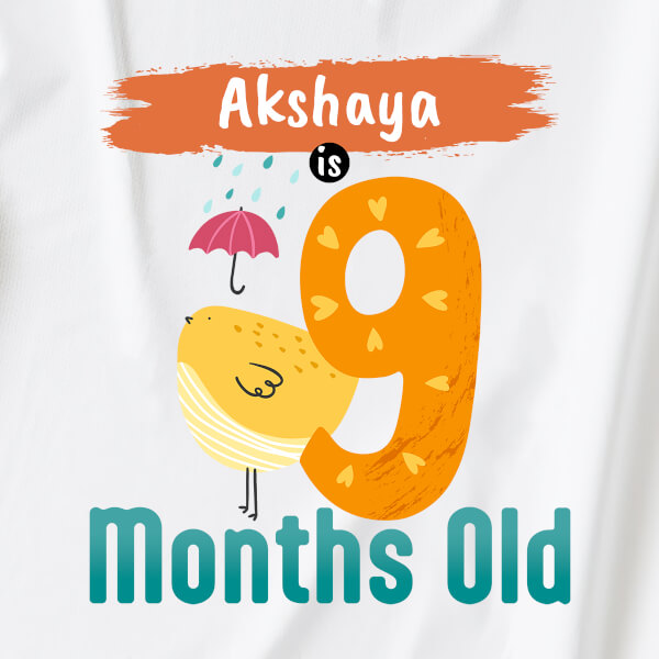 Custom Baby is 9 Months Old Monthly Birthday Jumpsuit Design