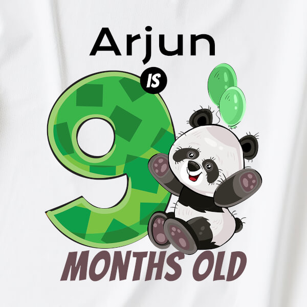 Custom Baby is 9 Months Old Cute Panda Monthly Birthday Jumpsuit Design