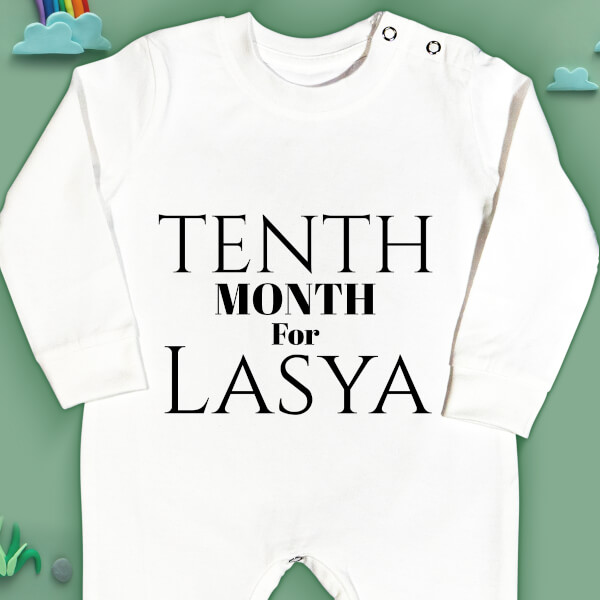 Custom Tenth Month For The Baby Monthly Birthday Jumpsuit Design