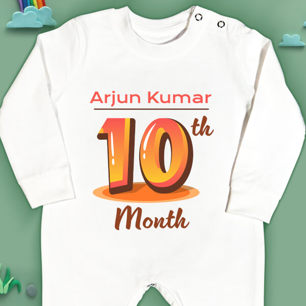 Custom 10th Month of The Baby Monthly Birthday Jumpsuit Design