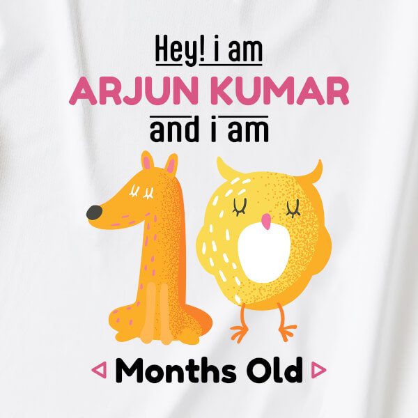 Custom Hey I Am 10 Months Old Baby Monthly Birthday Jumpsuit Design