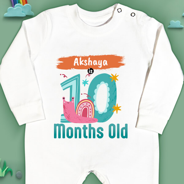 Custom Baby is 10 Months Old Monthly Birthday Jumpsuit Design