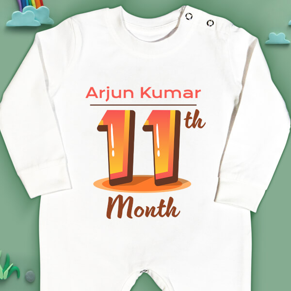 Custom 11th Month of The Baby Monthly Birthday Jumpsuit Design