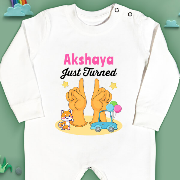 Custom Just Turned 11 Monthly Birthday Jumpsuit Design
