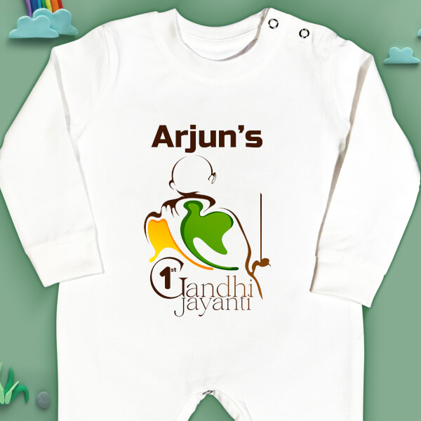 Custom 1st Gandhi Jayanti For The Baby Special Days Jumpsuit Design