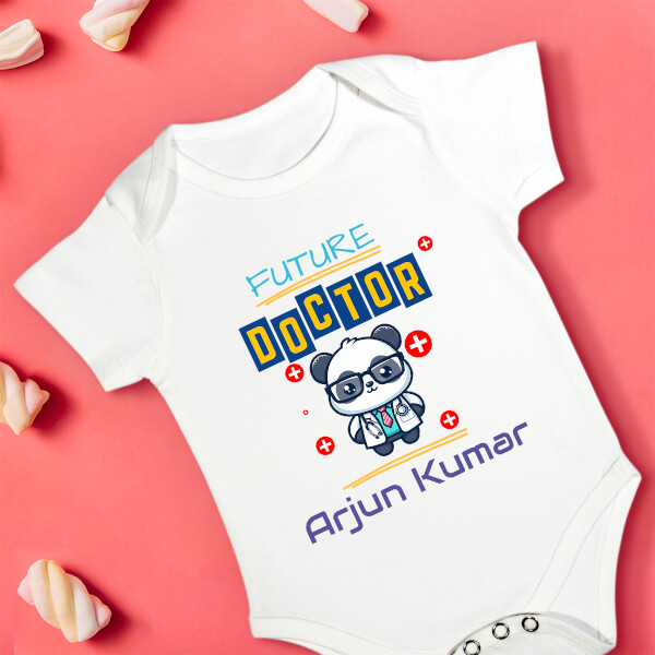 Custom The Future Doctor Cute Baby Panda Future Heros Rompers Design