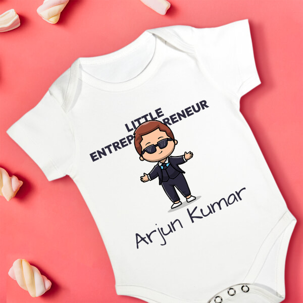 Custom The Little Entrepreneur with Sunglasses Future Heros Rompers Design