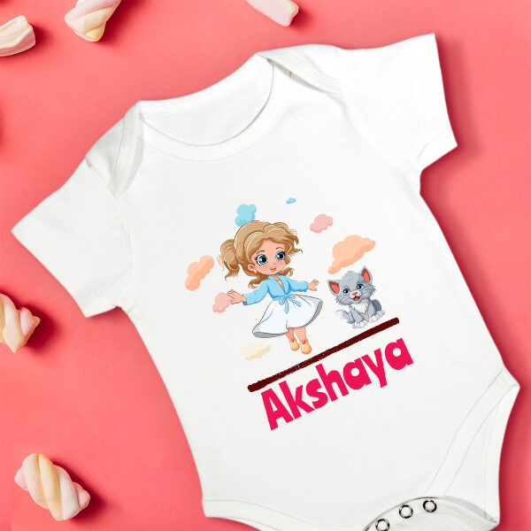 Custom The Cute Baby and The Adorable Kitten General Rompers Design