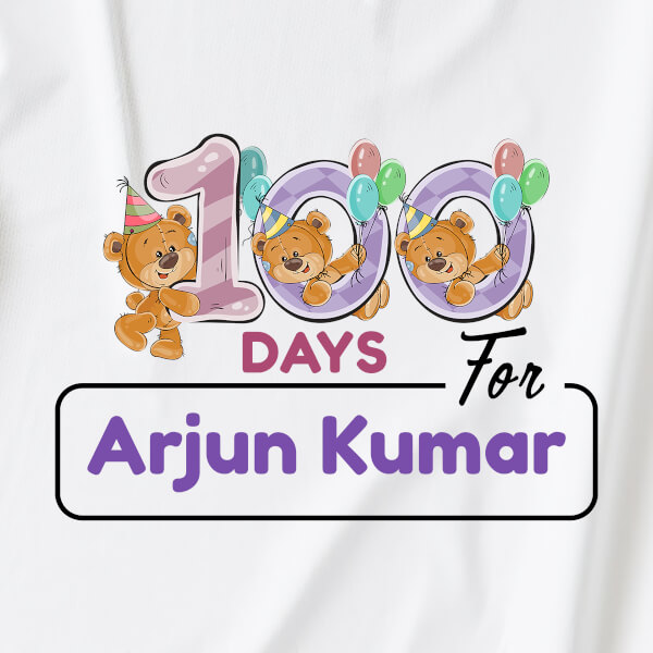 Custom 100 Days For The Baby Cute Teddy Bears Milestone Collection Rompers Design
