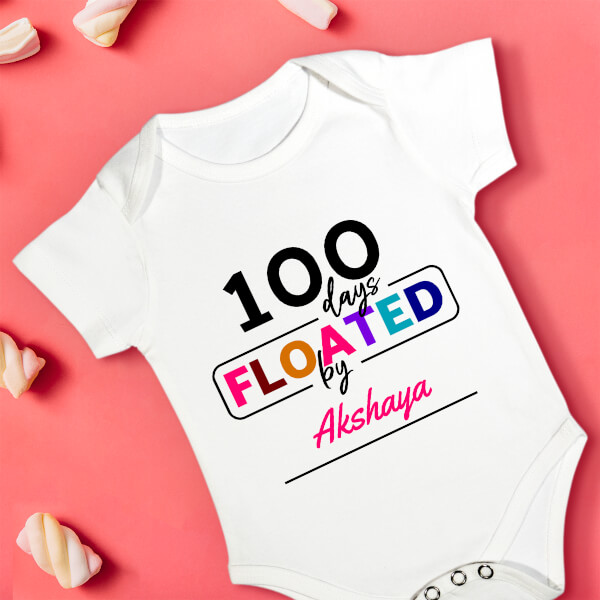 Custom 100 Days Floated by The Baby Milestone Collection Rompers Design