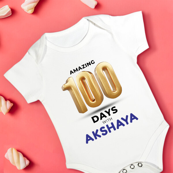 Custom Amazing 100 Days With The Baby Milestone Collection Rompers Design