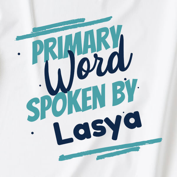 Custom Primary Word Spoken by The Baby Milestone Collection Rompers Design