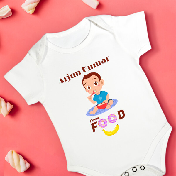Custom First Food For The Baby Milestone Collection Rompers Design