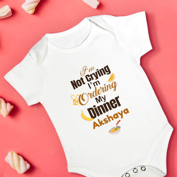 Custom I Am Not Crying I Am Ordering My Dinner Milestone Collection Rompers Design