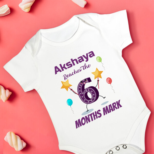 Custom Baby Reaches The 6 Months Mark Milestone Collection Rompers Design