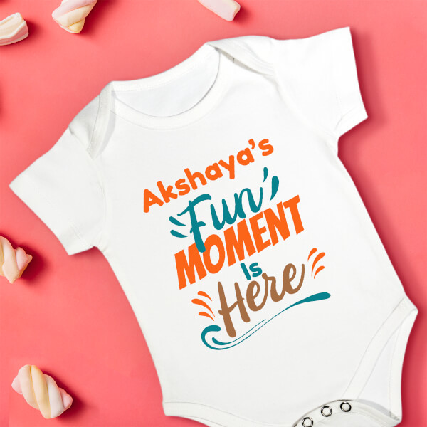 Custom Fun Moment of Baby is Here Milestone Collection Rompers Design