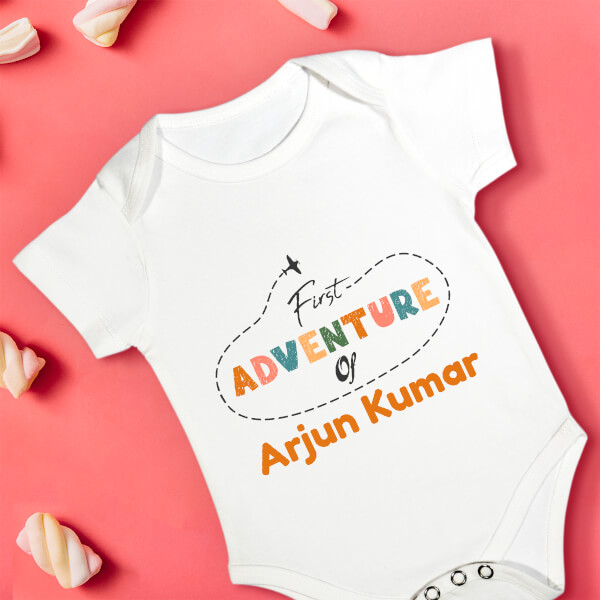 Custom First Adventure of The Baby Milestone Collection Rompers Design