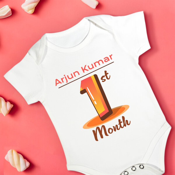 Custom 1st Month of The Baby Monthly Birthday Rompers Design