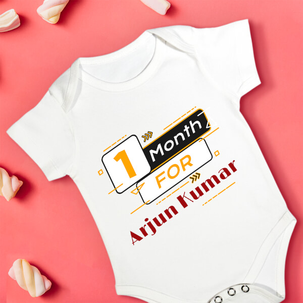 Custom 1 Month For The Baby Racing Styled Monthly Birthday Rompers Design