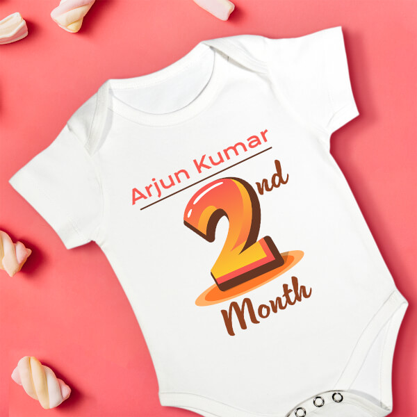 Custom 2nd Month of The Baby Monthly Birthday Rompers Design