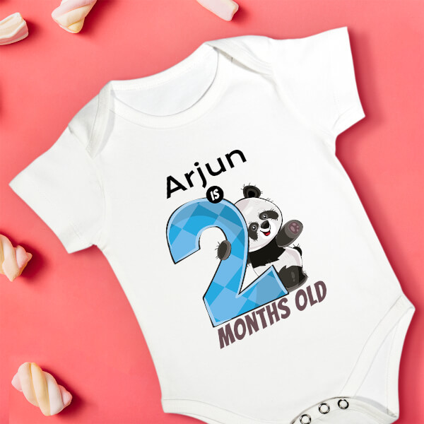 Custom Baby is 2 Months Old Cute Panda Monthly Birthday Rompers Design