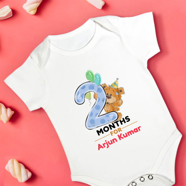 Custom 2 Months For The Baby Cute Teddy Bear Monthly Birthday Rompers Design