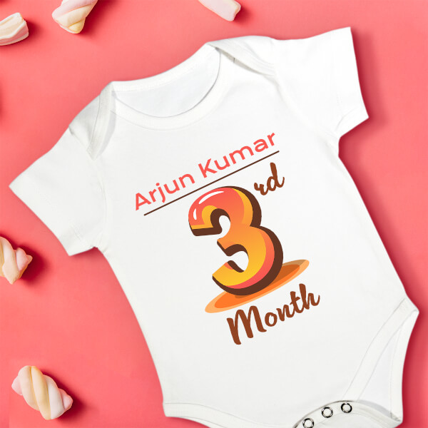 Custom 3rd Month of The Baby Monthly Birthday Rompers Design