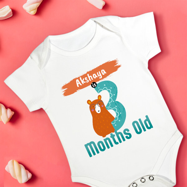 Custom Baby is 3 Months Old Monthly Birthday Rompers Design