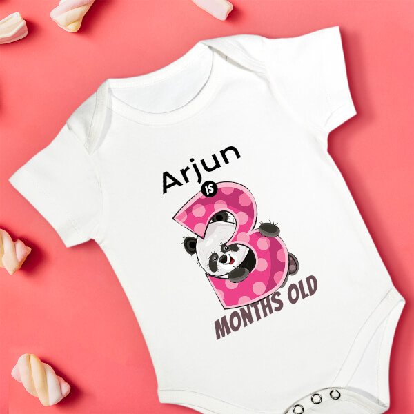 Custom Baby is 3 Months Old Cute Panda Monthly Birthday Rompers Design