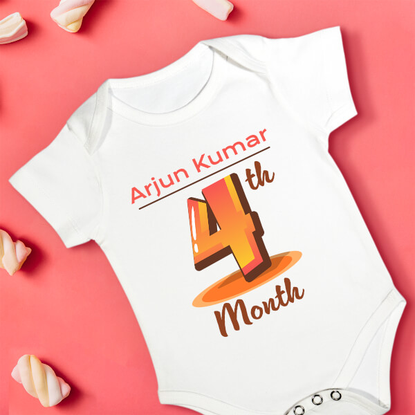 Custom 4th Month of The Baby Monthly Birthday Rompers Design