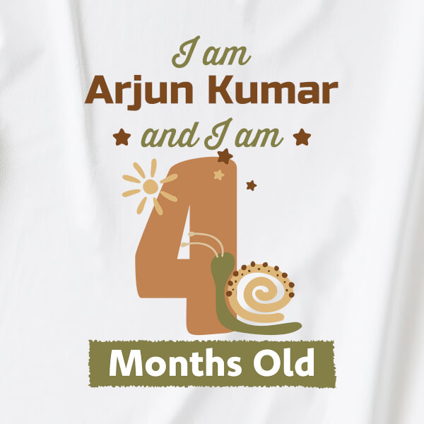 Custom I Am 4 Months Old Baby Monthly Birthday Rompers Design