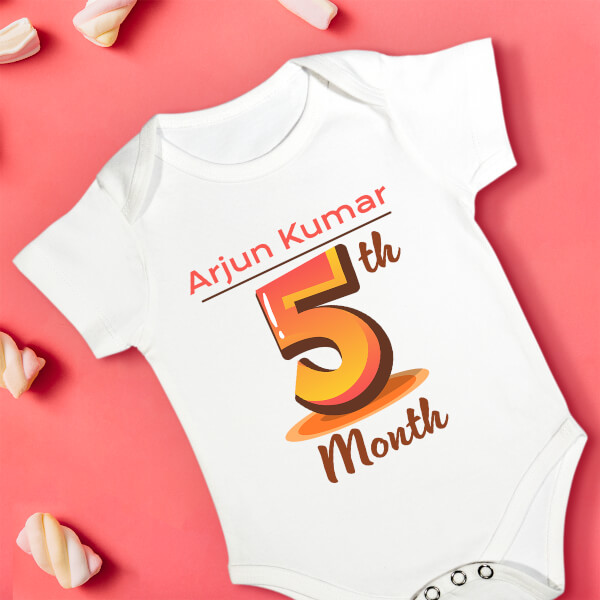 Custom 5th Month of The Baby Monthly Birthday Rompers Design