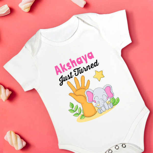 Custom Just Turned 5 Monthly Birthday Rompers Design