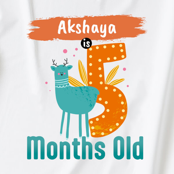 Custom Baby is 5 Months Old Monthly Birthday Rompers Design