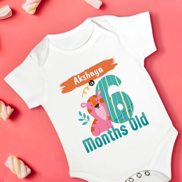 Custom Baby is 6 Months Old Monthly Birthday Rompers Design