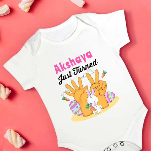 Custom Just Turned 7 Monthly Birthday Rompers Design