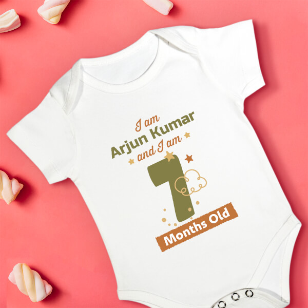Custom I Am 7 Months Old Baby Monthly Birthday Rompers Design